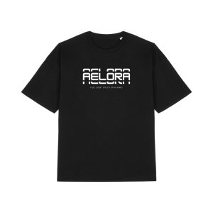 Zwart oversized kinder-T-shirt met witte AELORA-print op de borst